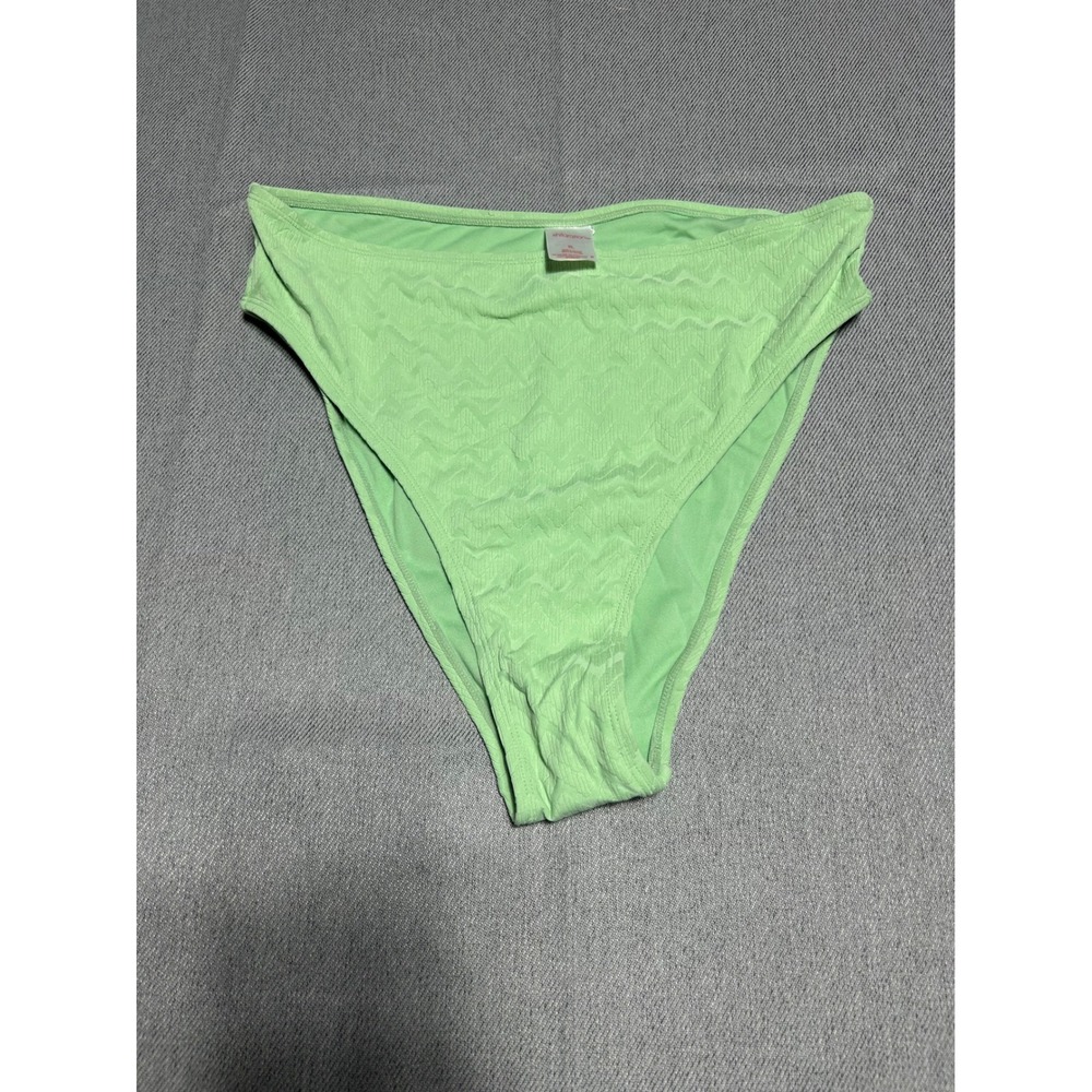 Xhilaration Bikini Bottom Womens XL Green Textured High Waist High Cut Swim